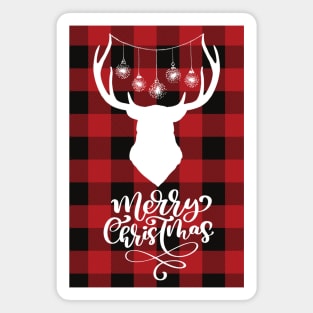 Merry Christmas Deer Head Magnet
